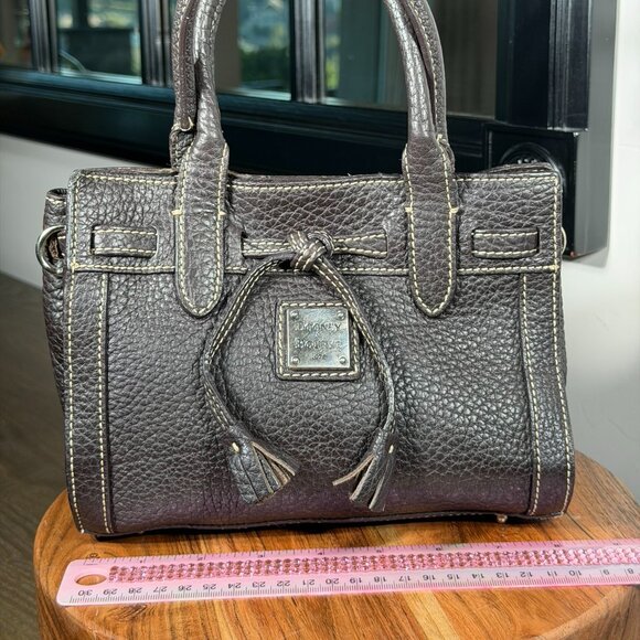 Dooney & Bourke Mini Pebbled Leather Tassel Satchel β Black - Picture 11 of 13